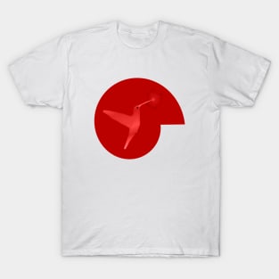 Happy Hummingbird on Red Spiral T-Shirt